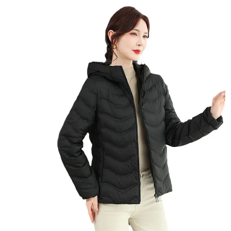 Top Grade Women 90% White Duck Down Fashion Hooded Jackets 2023 New Autumn/Winter Female Office Lady Winter Slim Warm Down Coat