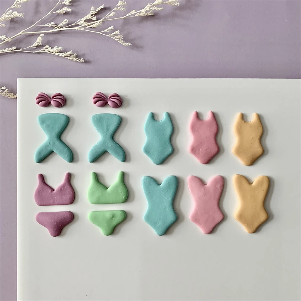 Bikini-förmiger Polymer-Ton-Ohrring-Schneider, Sommerurlaub, Strand, baumelnde Tonformen für Anhänger, Schmuck, handgefertigte Schneidwerkzeuge – Detail 4