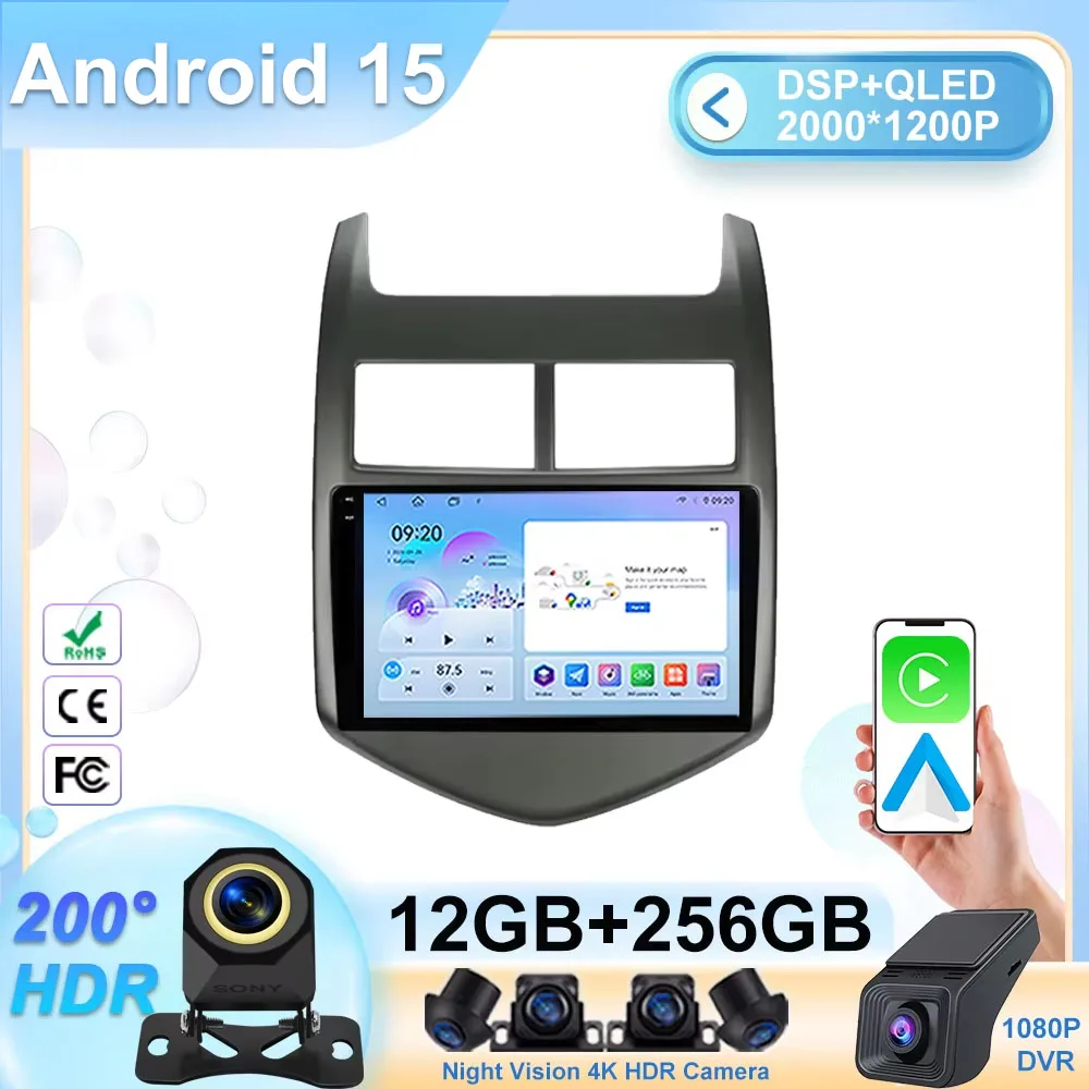 

5G Android 15 Radio Multimedia Player For Chevrolet Aveo 2 Sonic T300 Car High-performance 2din CPU HDR QLED CAR GPS Navigation