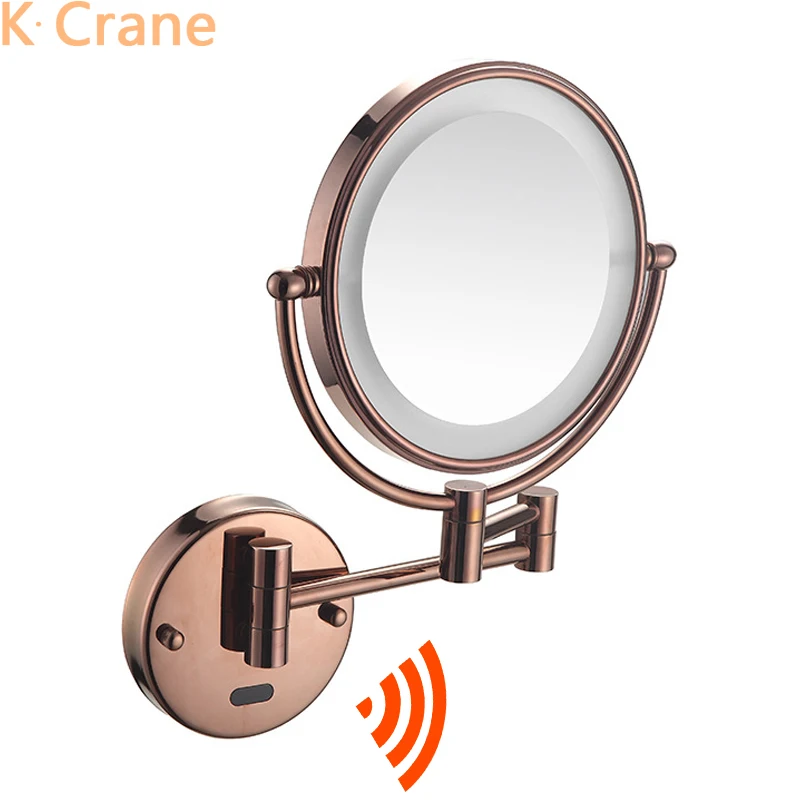 Infrared Motion Sensor Bathroom Mirror Wall Mount Round 3X 5X 7X 10X Magnifying Makeup Mirrors 2 Sides Touchless Shaving Mirror