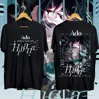 2025 Women Tshirt NEW ADO World Tour 2025 T-Shirt Black and White Round Neck Hibana 2 Colors Cotton T-shirt Comfortable Top Tees