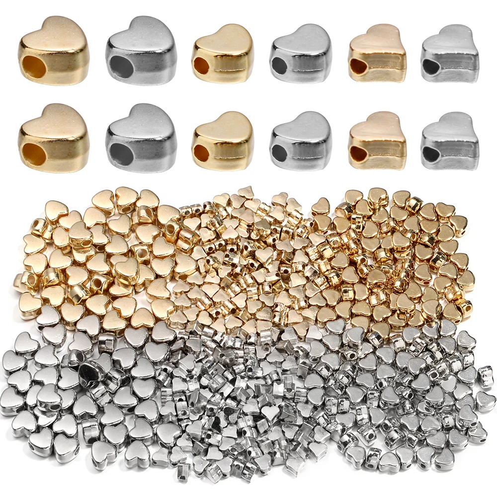100 teile/los CCB Herz Perlen Horizontale Loch Liebe Herz Lose Spacer Perlen Für DIY Schmuck Machen Armbänder Halskette Zubehör