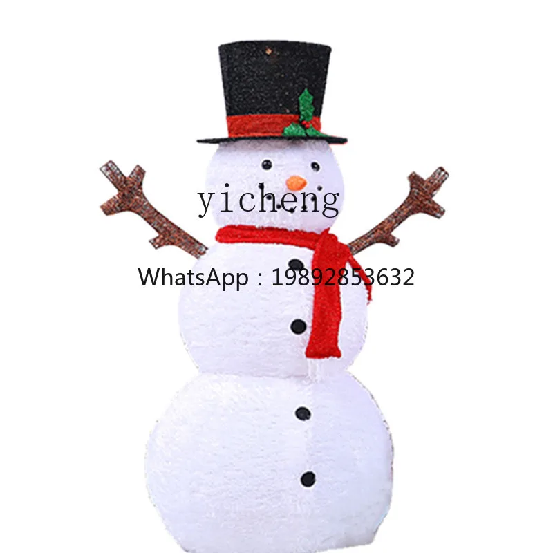 BJ  Christmas Snowman Light Luminous  Scene Layout  Doll Iron Art