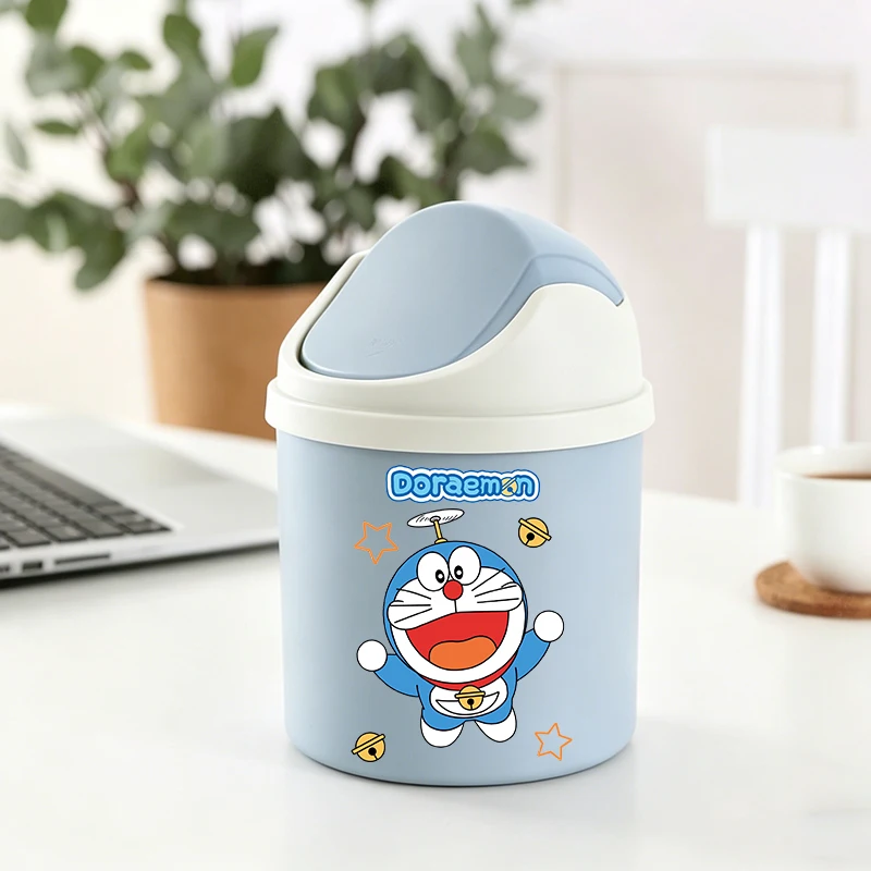 Doraemons Trash Can Kids Anime Mini Garbage Bin Student Desktop Organization Dustbin Car Home Wastepaper Basket Container Gift