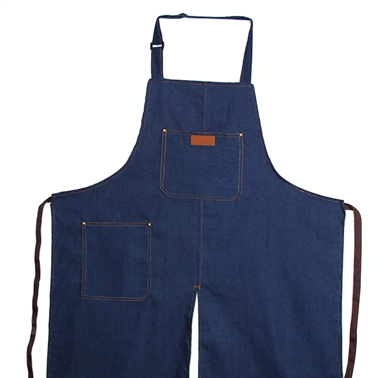 Brief Pottery Denim Split Leg Apron Washable Sweat Absorption Comfortable Hanging Neck Aprons for Chef Potters