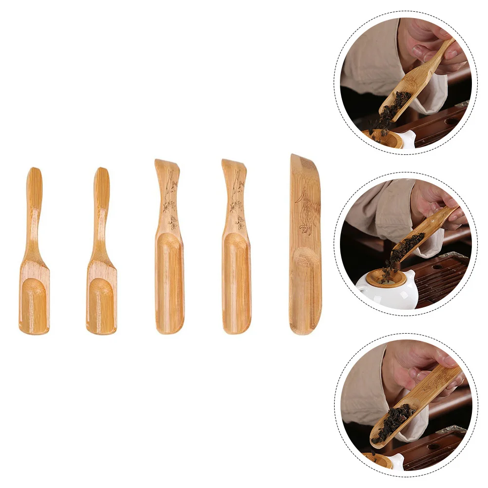 

5Pcs Bamboo Tea Scoops Kitchen Supplies Tea Brewing Tools Salt Spice Spoons Multi-Use Kitchen Supplies