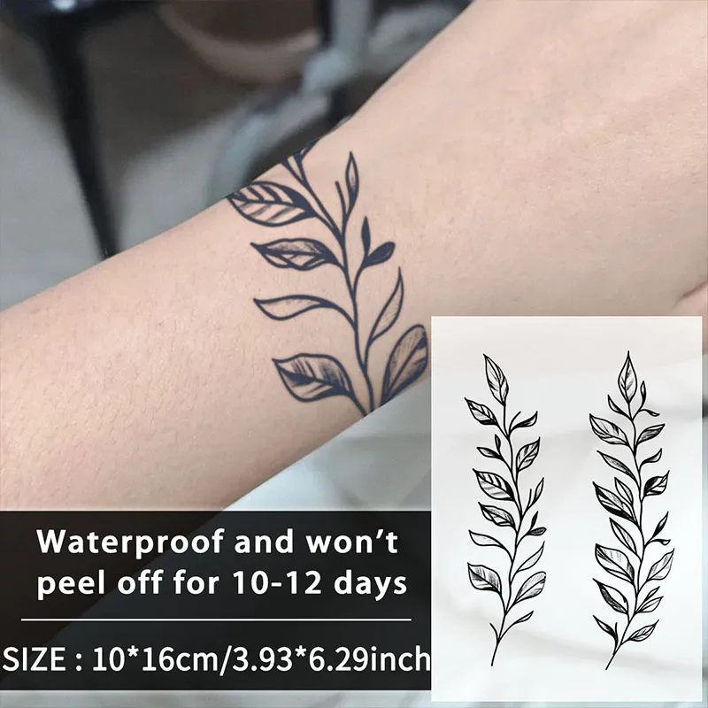 1Pc Leaf Armband Waterproof Temporary Tattoo Stickers, Long-lasting Waterproof for One to Two Weeks, For Arm, Leg.