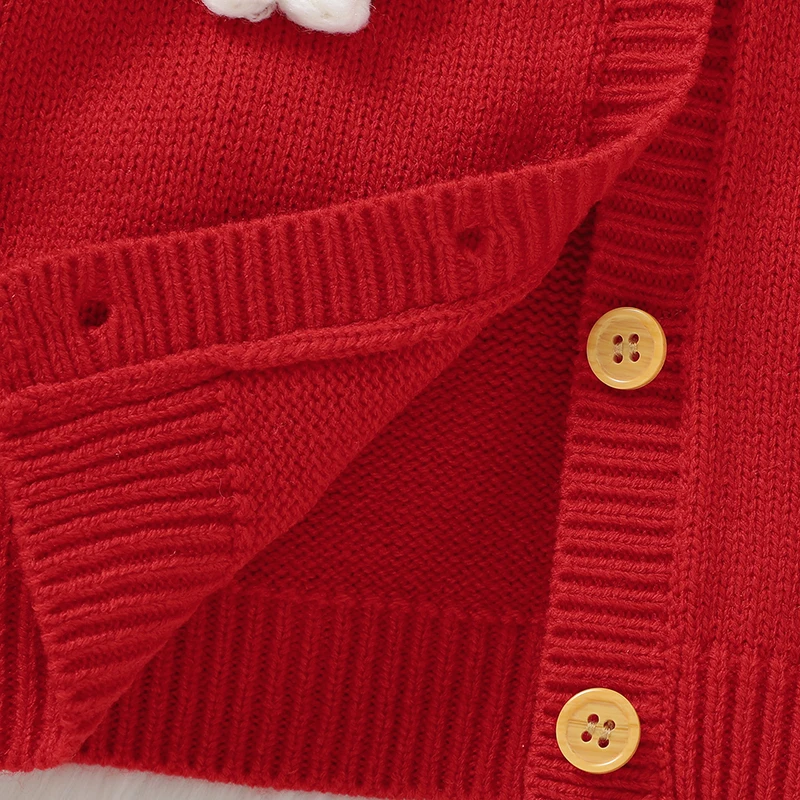 Baby Sweater Knit Autumn Long Sleeve Button Up Infant Girls Floral Jackets Cardigan 1-3Y Winter Toddler Outerwear Knitwear Coats 5