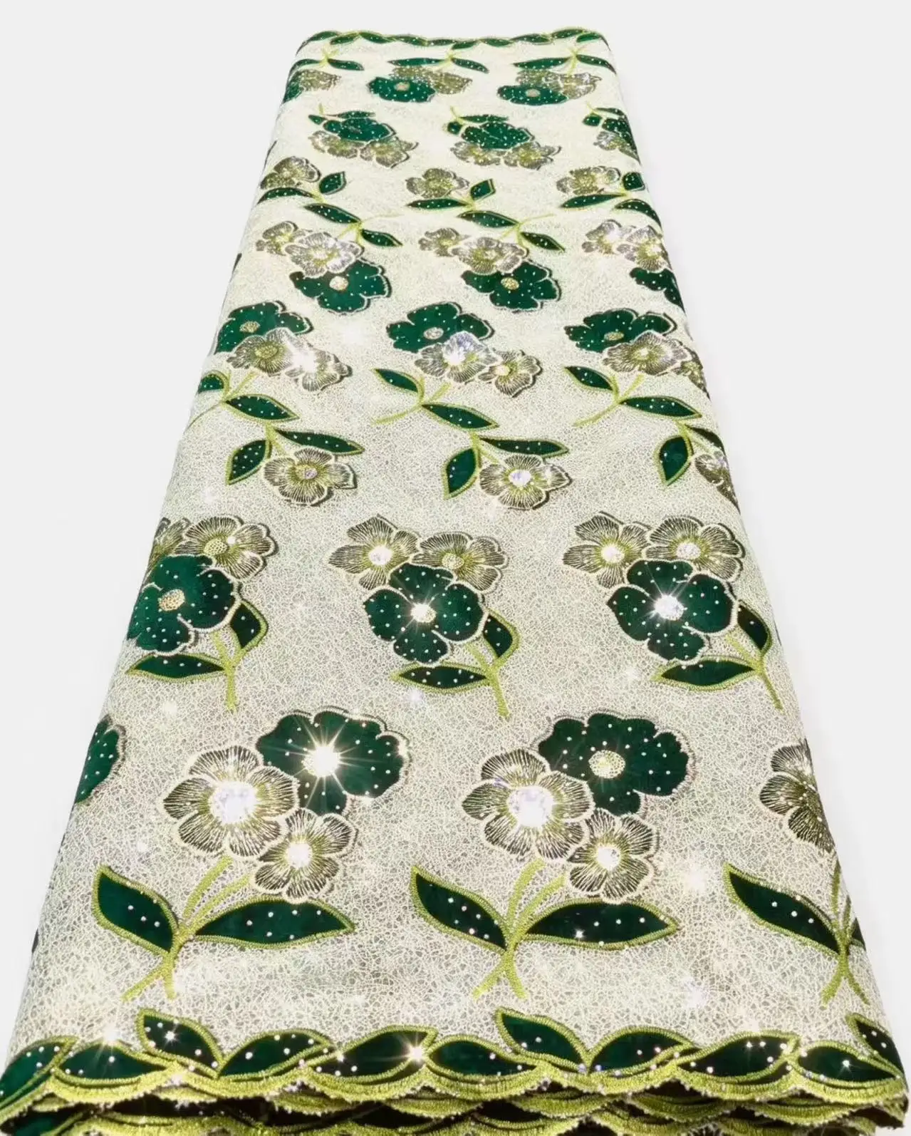 

5 Yards Nigerian Guipure Cord Lace Fabric 2026 High Quality 3D Sequins African Mesh Milk Silk Embroidery Lace Fabric Women