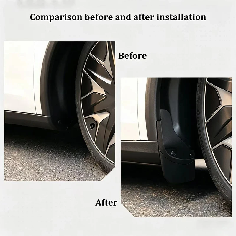 Mud Flaps For Tesla New Model YL 2026 TPE Front Rear Wheel Mud Flaps No Drilling All Weather Anti-Snow Anti-Sand Guard Protector