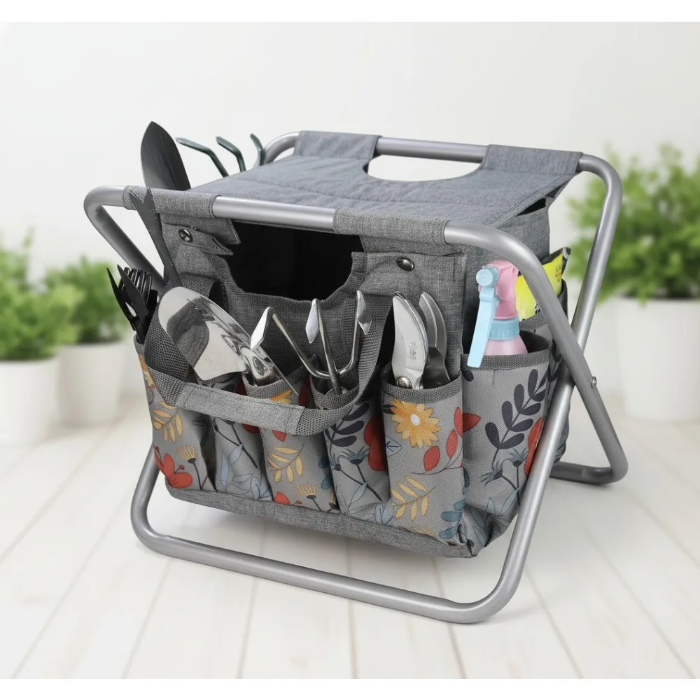 

Складной садовый табурет со съемной сумкой для инструментов, легкий алюминиевый каркас для занятий спортом на открытом воздухе, пешего туризма, кемпинга