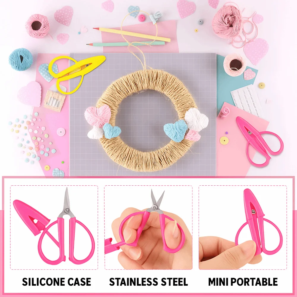 مقص حاد صغير صغير مع غطاء من الفولاذ المقاوم للصدأ مقص تفاصيل صغيرة محمولة من السيليكون بمقبض ناعم مقص حرفي