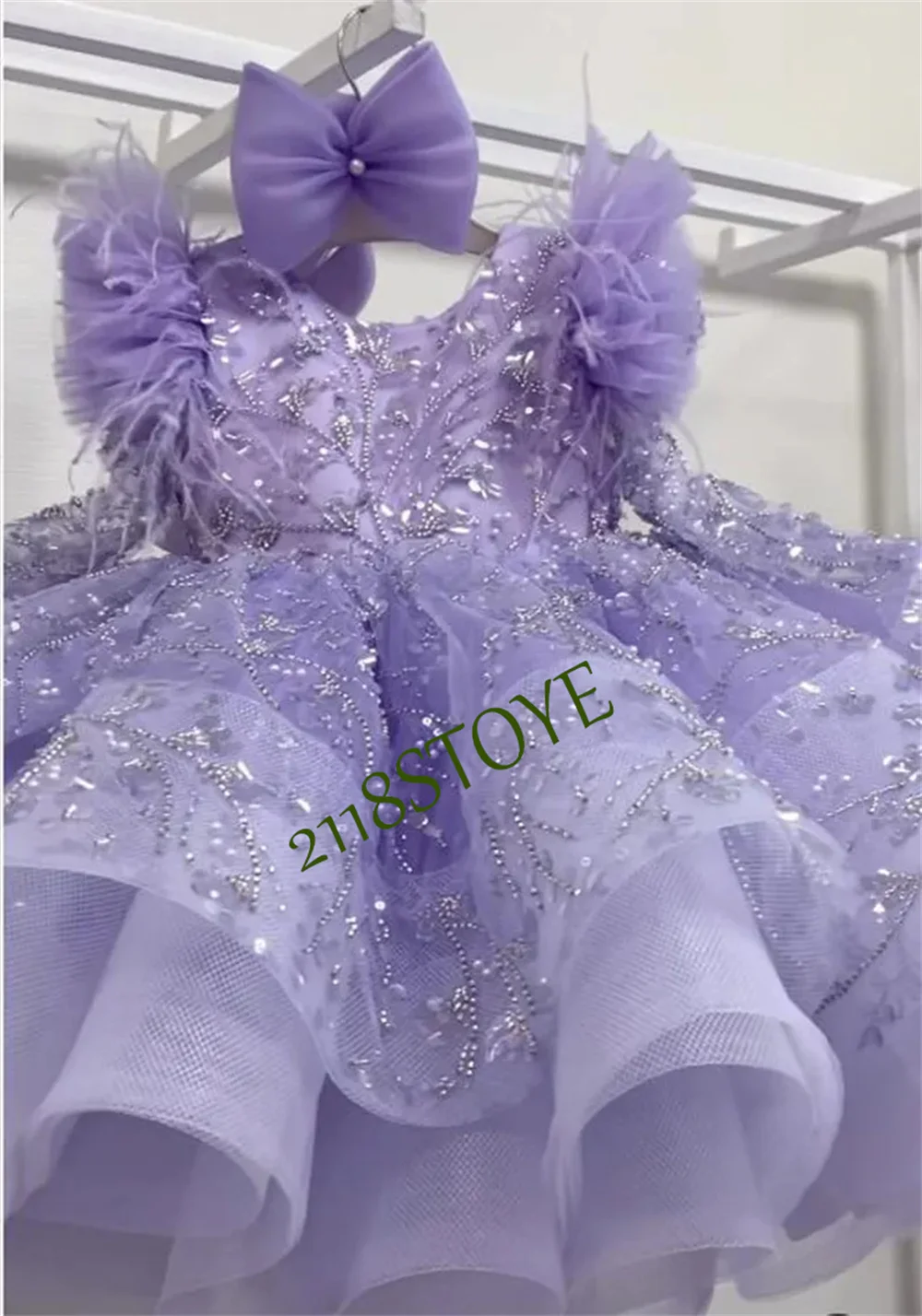 Flower Girl Dresses Bow Puffy Little Girl Dress Satin Princess Dress Baby Girl Dresses First Communion Bow