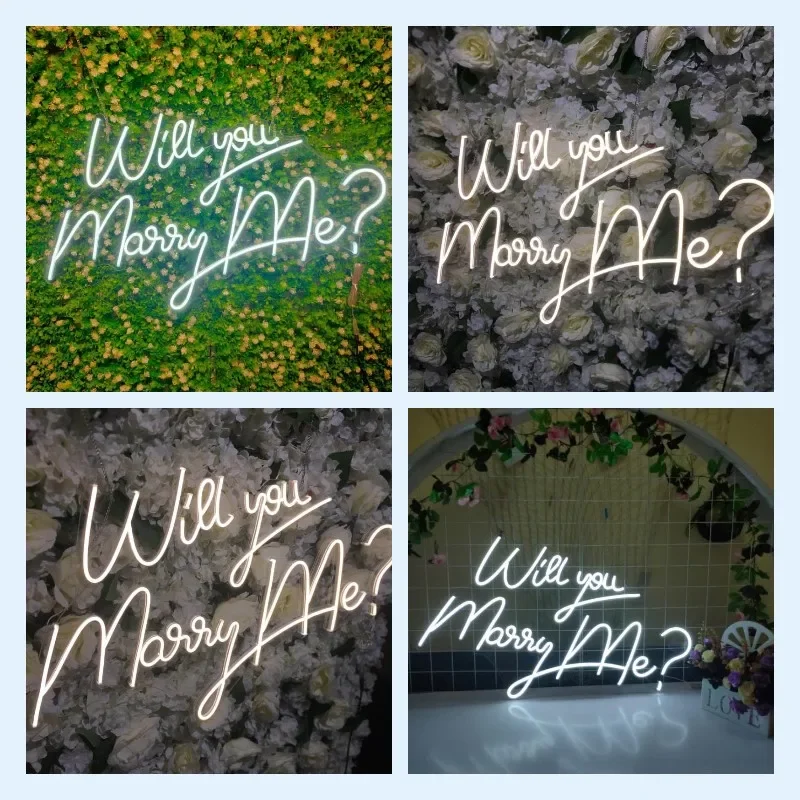 Will You Marry Me？ Text Custom Wedding Neon Sign LED Lights Confession for Room Wedding Anniversary Party Birthday Decoration