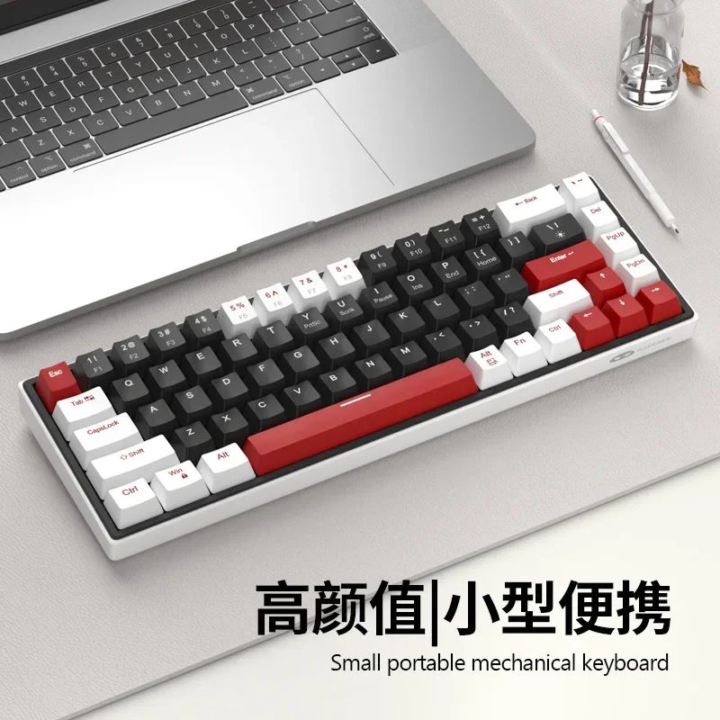 60% Mechanical Gaming Keyboard Custom 68 Keys Hot-Swappable Compact Ice Blue LED Backlit SKY68 Wired Keyboard Notebook Compute