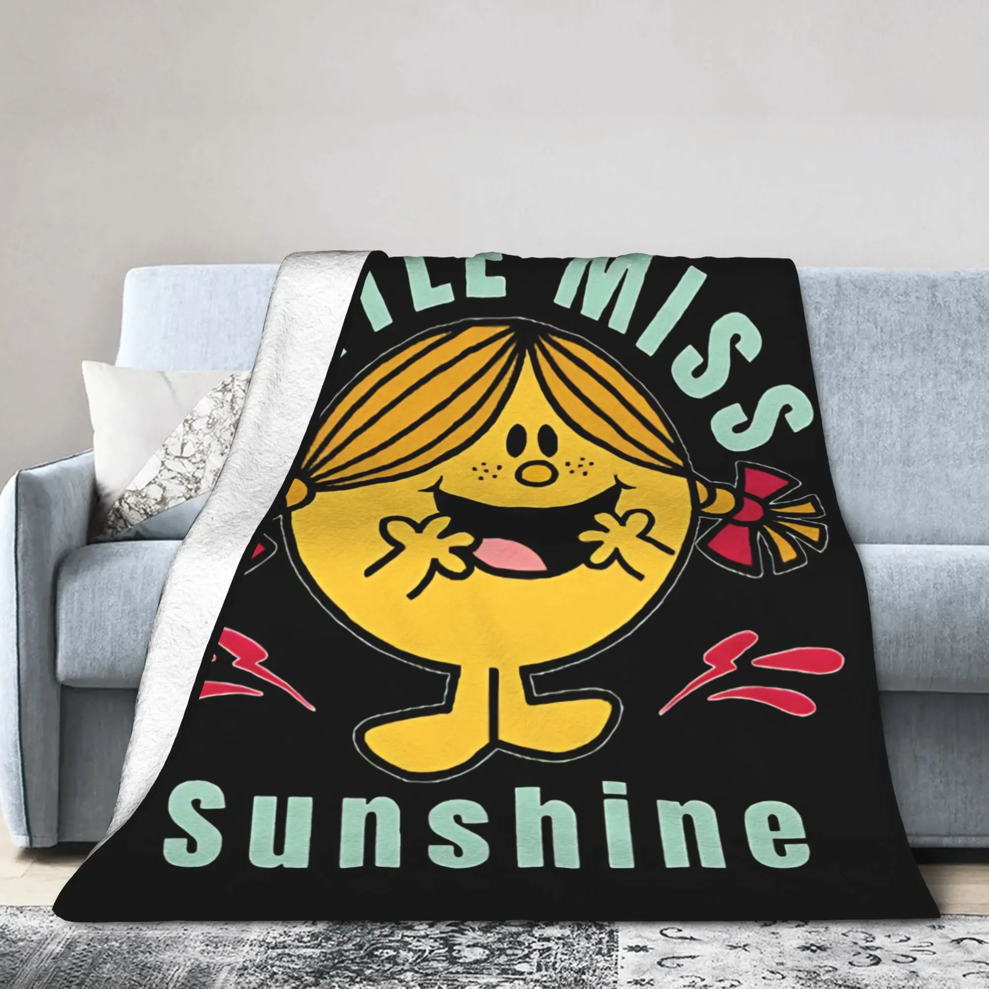 little miss sunshine M-Mr M-Men L-Little M-Miss Blanket Cover Coral Fleece Plush  Warm Throw Blanket for Bedroom Sofa Bed Rug