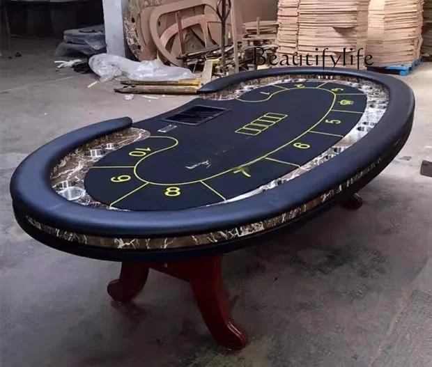 

X40 High-end Pea Waist Texas Hold'em Table Marble Finish Stainless Steel Table Feet H Wooden Feet Tasteful