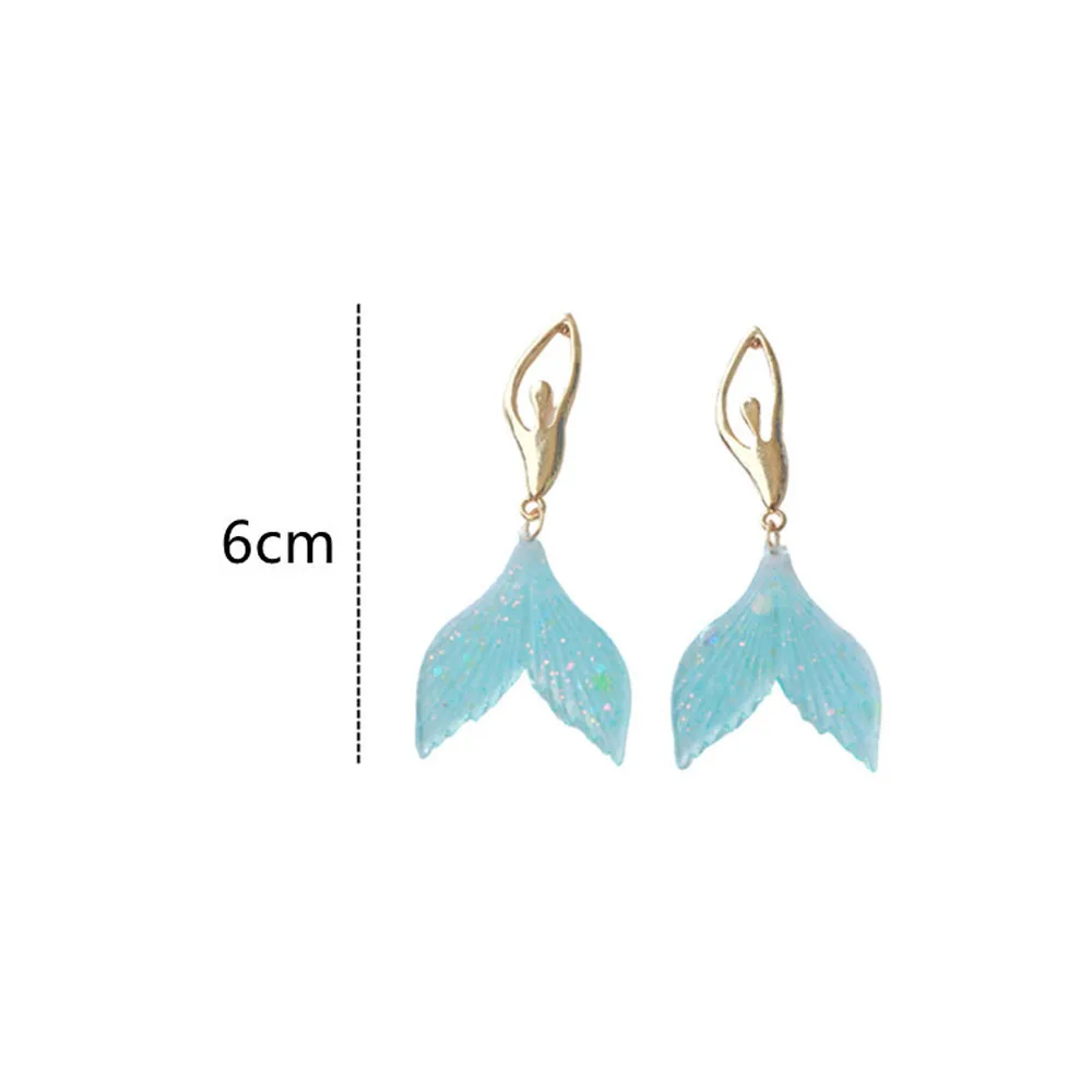 Ovxxons 1 Pair Abstract Mermaid Stud Earrings Temperament Niche New Fashion Popular Resin Gold Foil Earrings Retro Style image 6