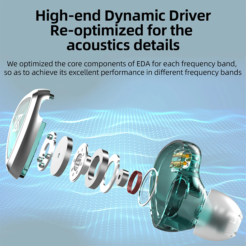 KZ EDA 3ใน1ชุดเบสหูฟังเหมาะกับ3.5มม.เบส/สมดุล/Hi-Res หูฟังอินเอียร์ตัดเสียงรบกวน HiFi สายหูฟัง