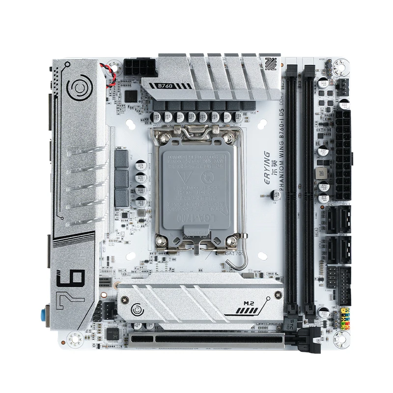 ERYING ITX B760i płyta główna do gier ARGB LGA 1700 115x rdzeń nośny 12/13/14th i9/i7/i5/i3/Pentium podwójny kanał DDR5 ramka biały