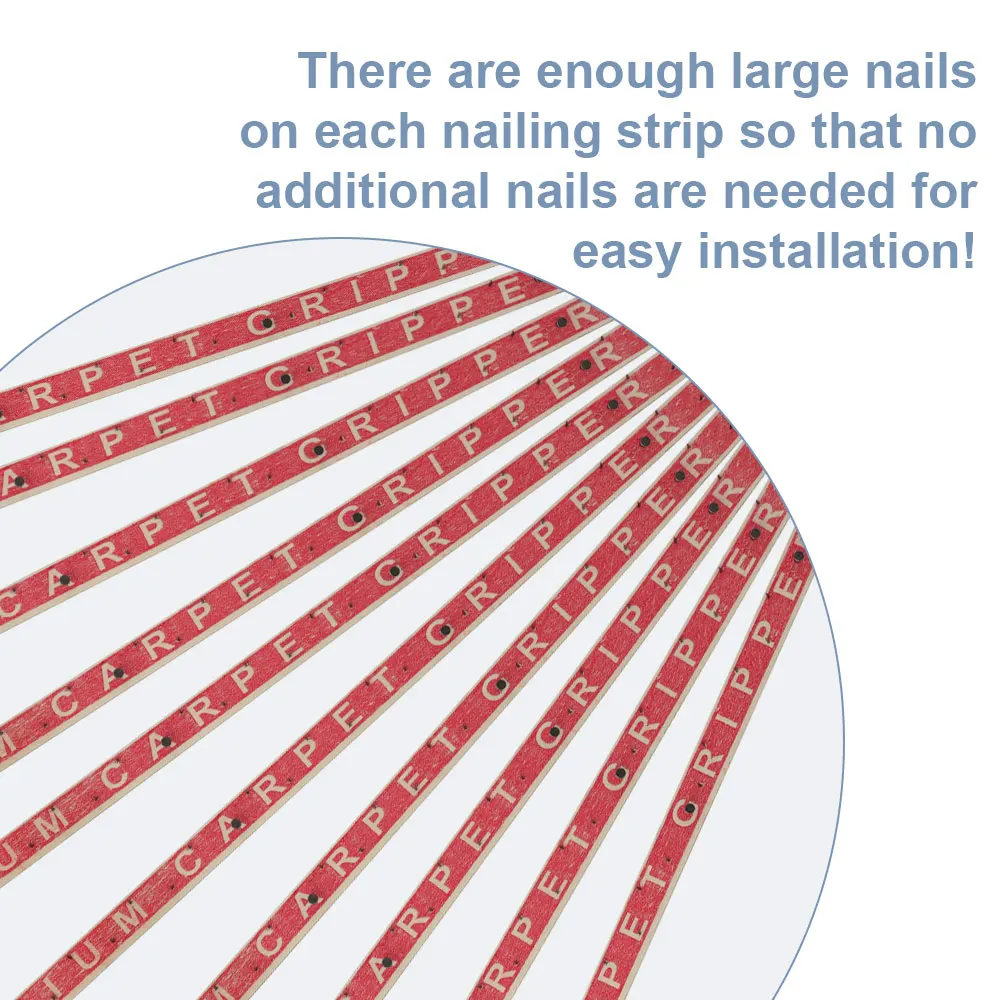 8/10/12/14 Bandes de fixation pour tapis tuftés - Bande de clouage en contreplaqué avec clous pour sous-plancher, escaliers, tapis résidentiels et commerciaux