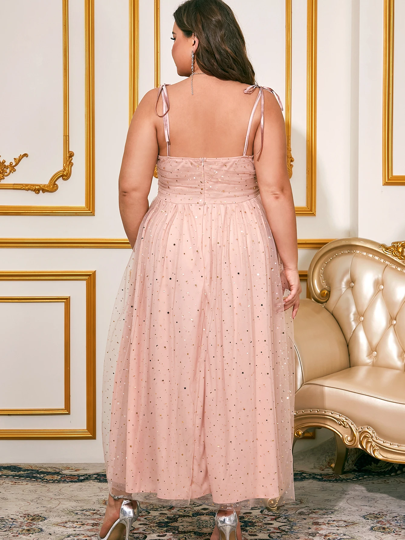 Women Plus Size Elegant Sparkling Star Party Dress Sexy Sweetheart Backless Sexy Suspender Bridesmaid Vest Evening Dresses