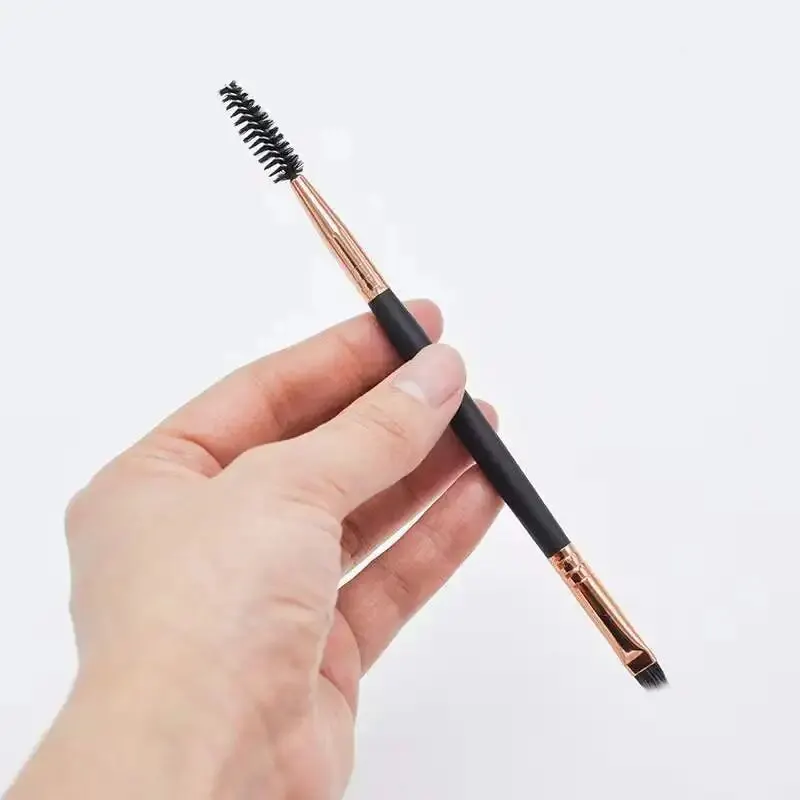 Double-headed Eyebrow Brush Spiral Bevel Makeup Brush Mascara Brush Wooden Handle Single Easy to Carry Beauty Tools