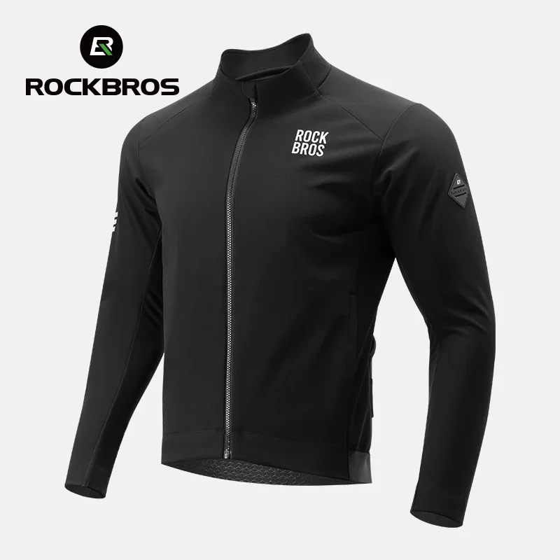 ROCKBROS Winter Cycling Jacket Men Warm Windproof Bicycle Clothing Breathable Wicking Fit Cycling Jersey Reflective Cycling Coat