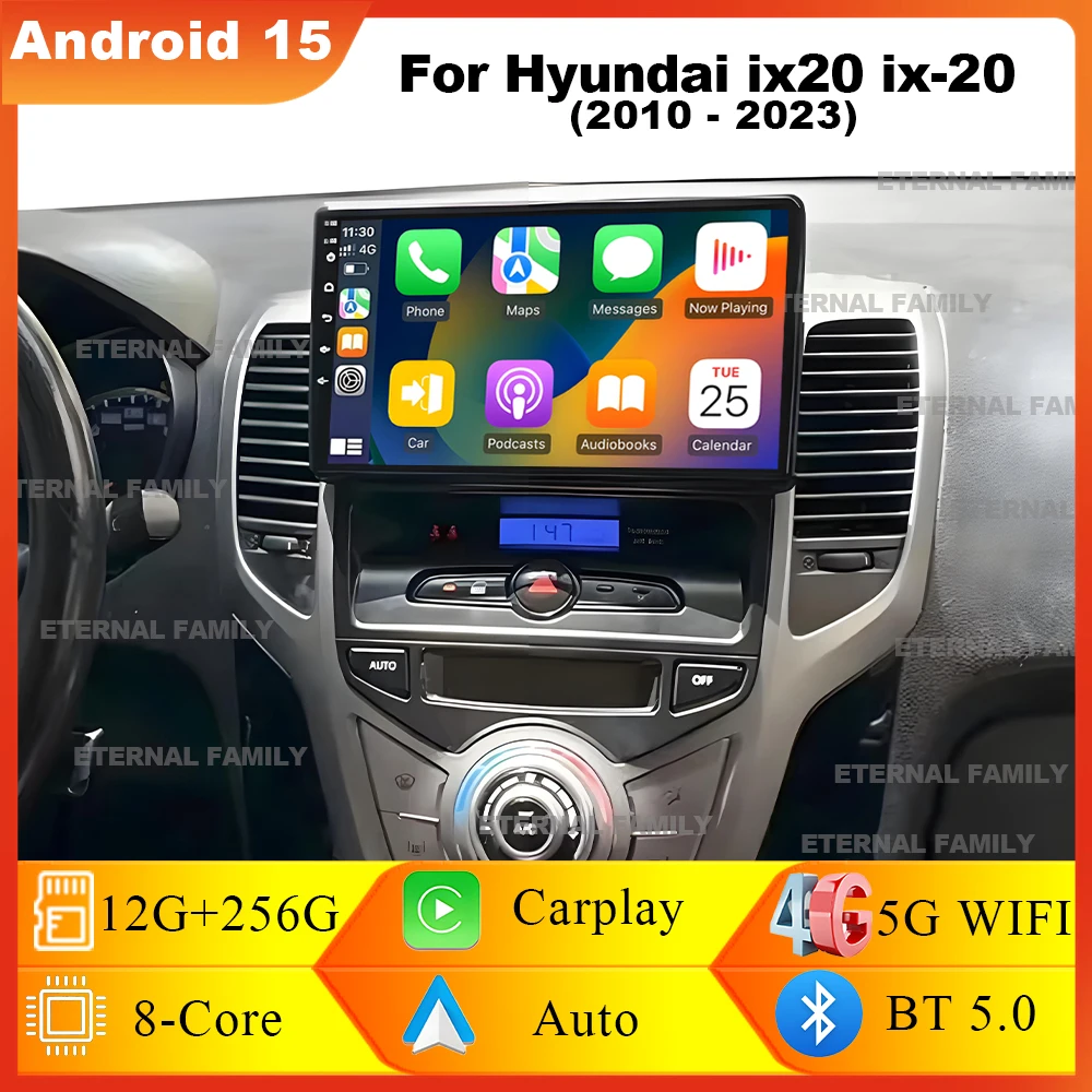 

Android 15 For Hyundai ix20 ix-20 2010 - 2023 Carplay Android Car Radio Player Multimedia IPS QLED Navigation GPS Wifi Head Unit