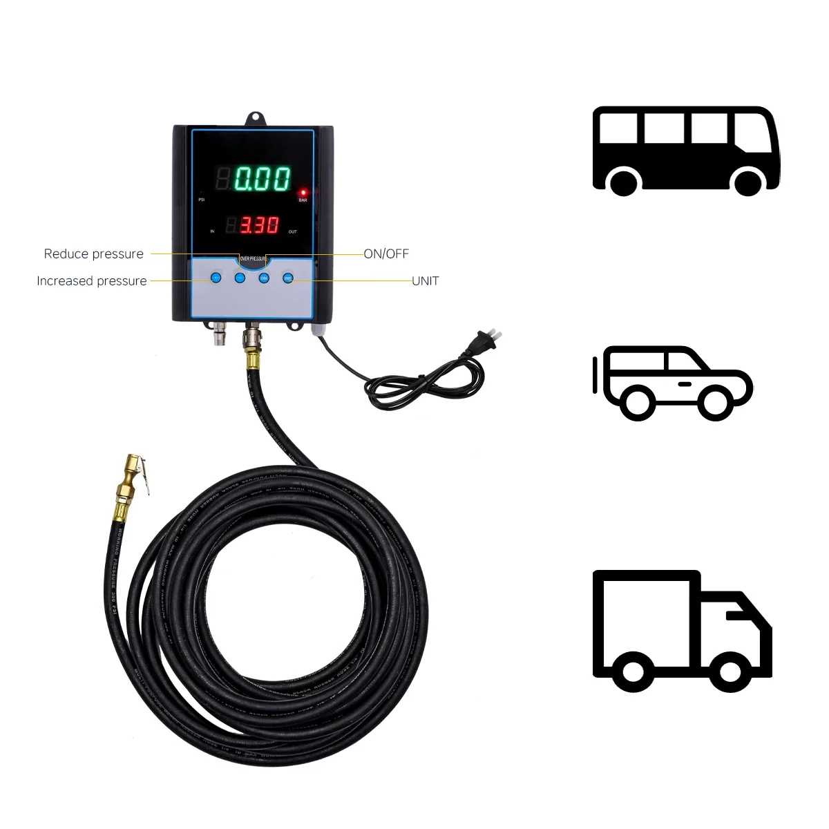 85-240V Fully Automatic LED Display Tyre Inflation Tools Metal Wall Hung Inflator Factory Price Automotive Inflator