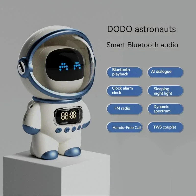 Astronaut Bluetooth Speaker Creative Digital Smart Alarm Clock FM Radio Electronic Sleeping Night Light Table Clock Fashion