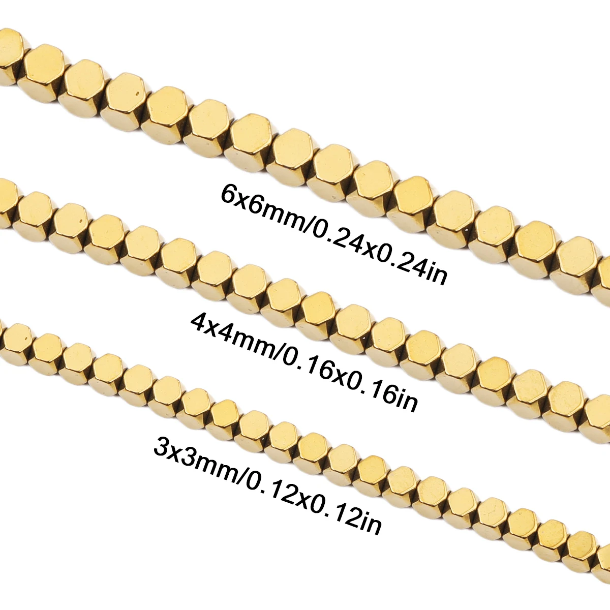 3/4/6mm Plated Golden Color Faceted Octagon Cube Hematite Loose Beads Octagonal Beads For DIY Bracelet Necklace Jewelry Making