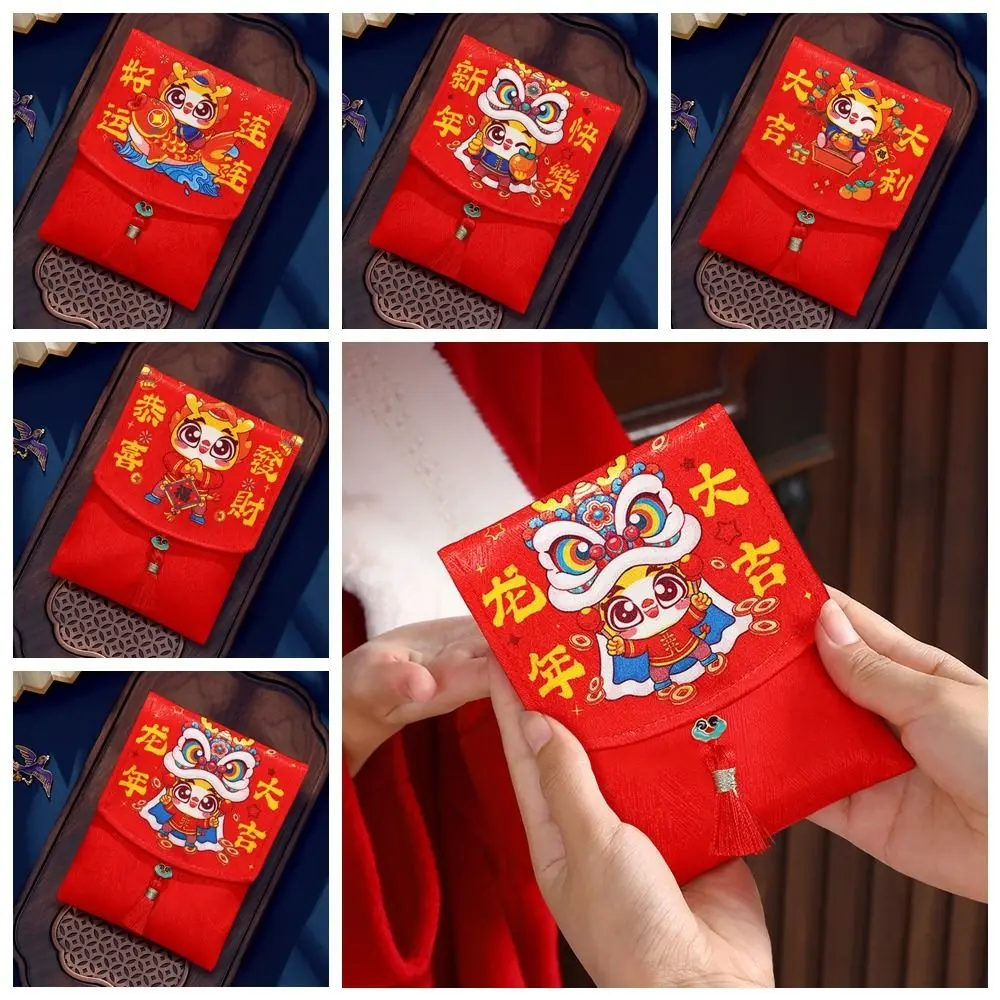 

Lucky Money Wallet Money Packing Bag Red Packet Coin Purse Dragon Year Mascot Cartoon Childrens Gift 2024 Red Envelope Kids