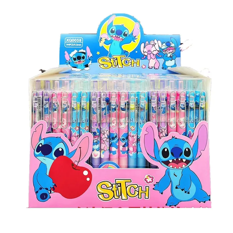 Disney Stitch Press Penna neutra Cartoon Anime Firma Penna Inchiostro nero 0.5mm Carino Cancelleria Forniture per ufficio Premio scolastico Regali per bambini