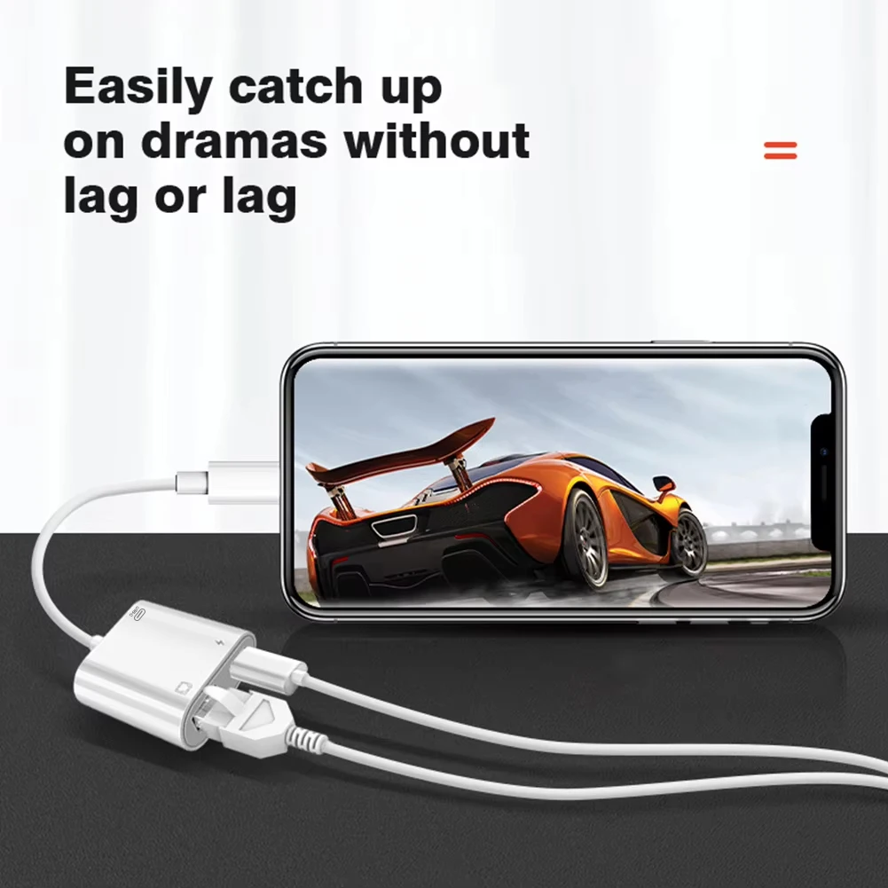 Byscoon lightning to RJ45 Ethernet OTG Adapter LAN Wired Network Cable/Hub With Charge Port for iPhone 14 13 12 11 Pro Max
