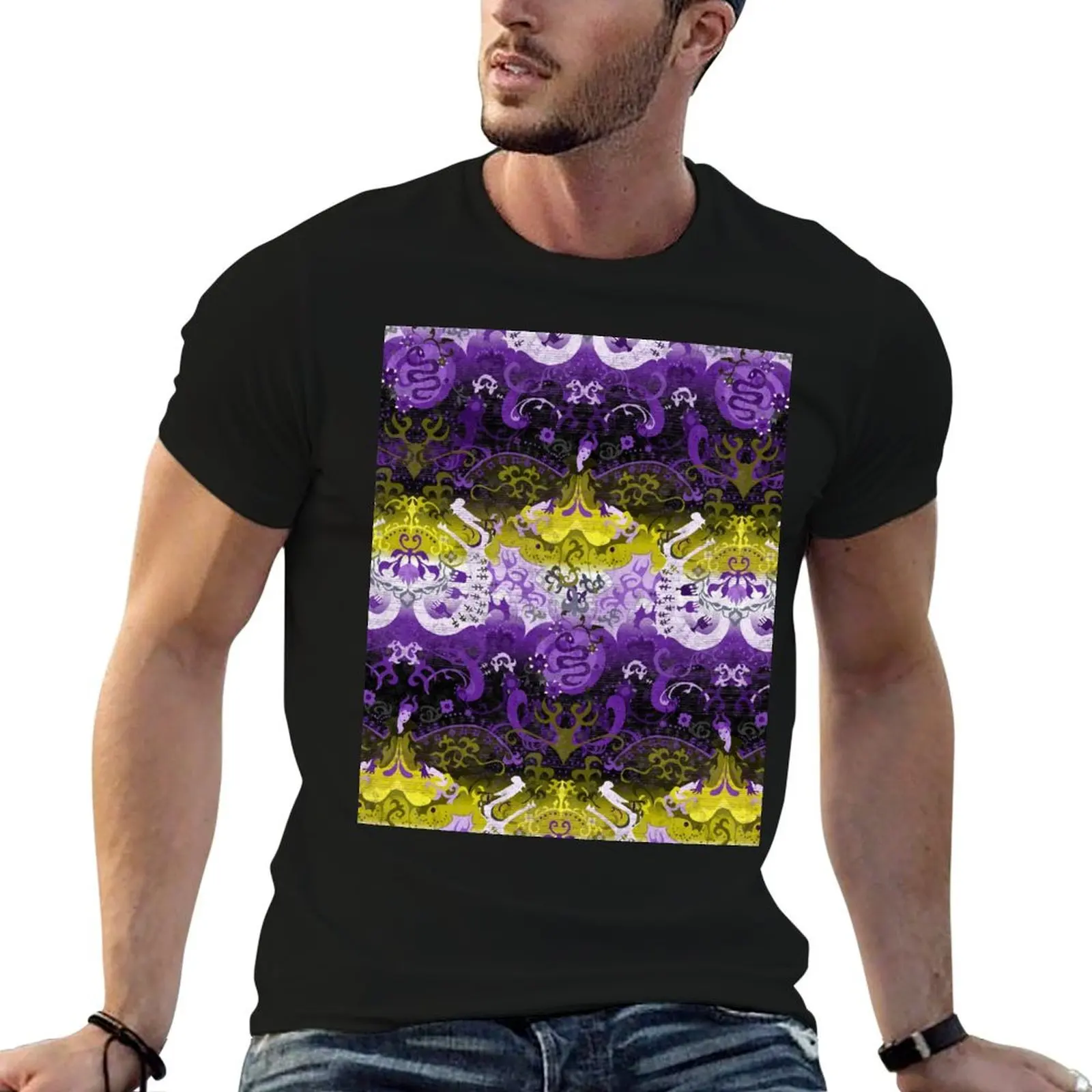 Non-binary Dragon Damask -- NonBinary Pride Flag Colors T-Shirt vintage graphic tee vintage mens graphic t-shirts hip hop