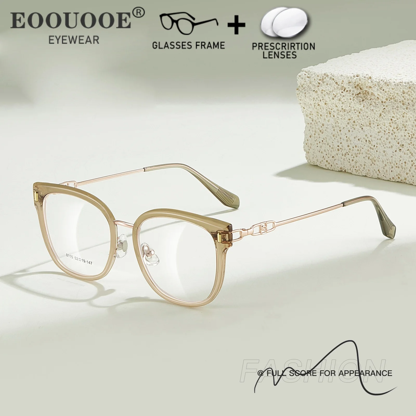 

Fashion Large Frame Women's Prescription Glasses Filter Blue Light Aspherical Lenses Recipe Myopia Hyperopia Warm Color Tones