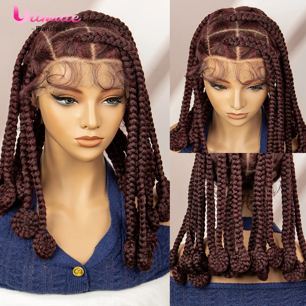 Short Synthetic Braided Wigs Lace Front Bantu Braids Wigs for Women Full Lace Braided wigs with baby hair Box Braided Wigs