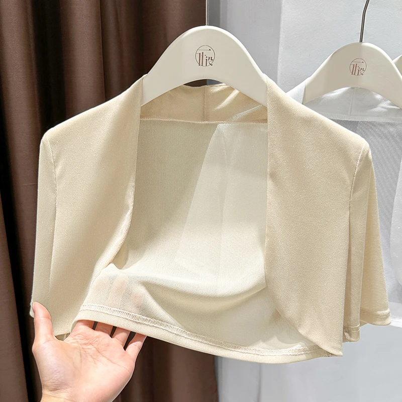 

Mesh cardigan sun protection clothing for women in summer new shawl suspender skirt with short waistcoat ice silk blouse coat