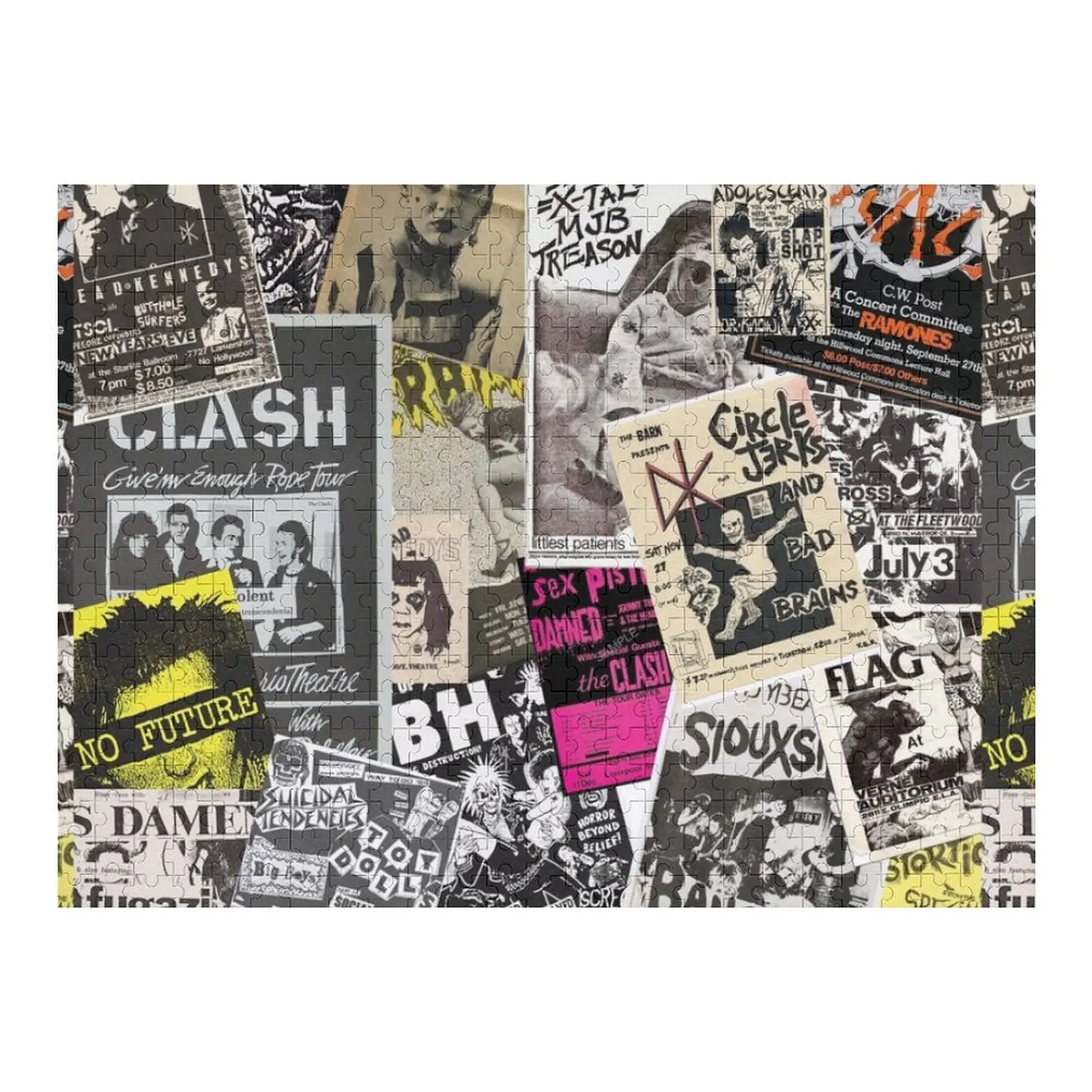 

Punk Rock Music Flyers Collage Jigsaw Puzzle Custom With Photo Custom Name Child Toy Puzzle
