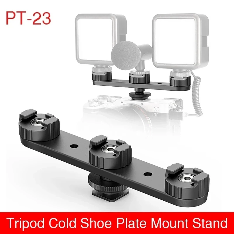 For Ulanzi PT-23 Triple Cold Shoe Bracket Mount Holder Nikon Canon Sony DSLR SLR Camera Monitor Mount Smartphone Vlog Bracket