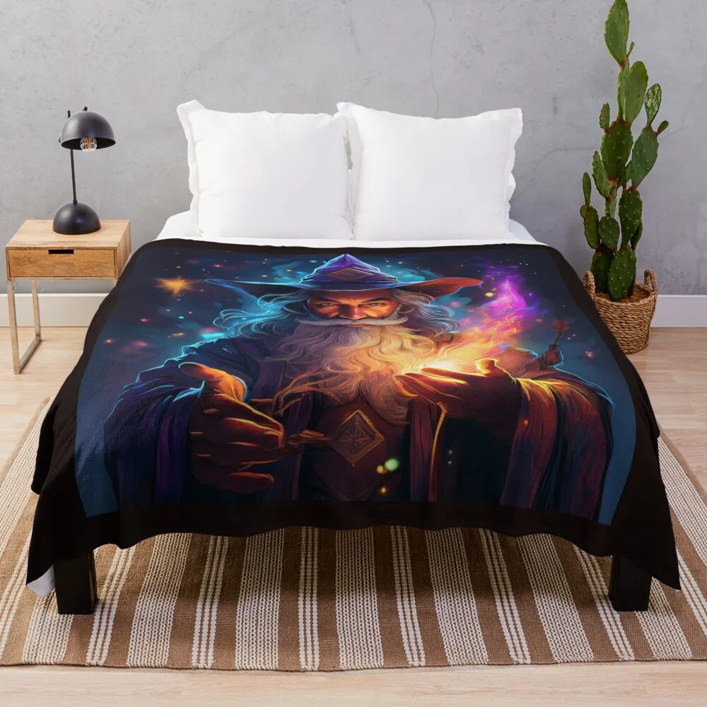 

Wizard Casting Spell Throw Blanket Winter beds Sofas Soft Blankets