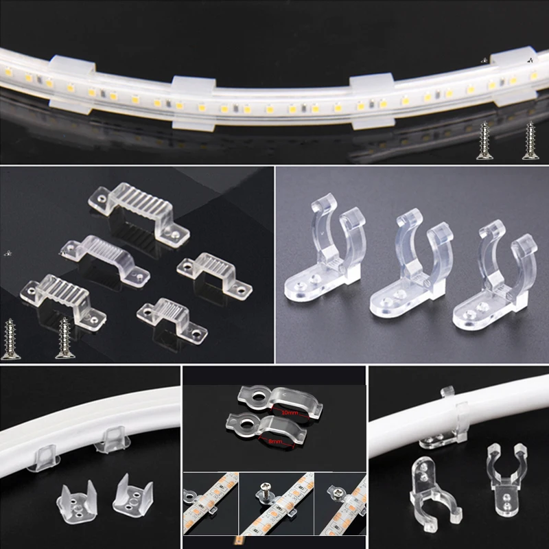 LED Connector Fixing,Mounting Clips for 6/8/10/12/14/15/18mm Wide LED Strip Light Mounting Bracket Mounting Clip with Screws