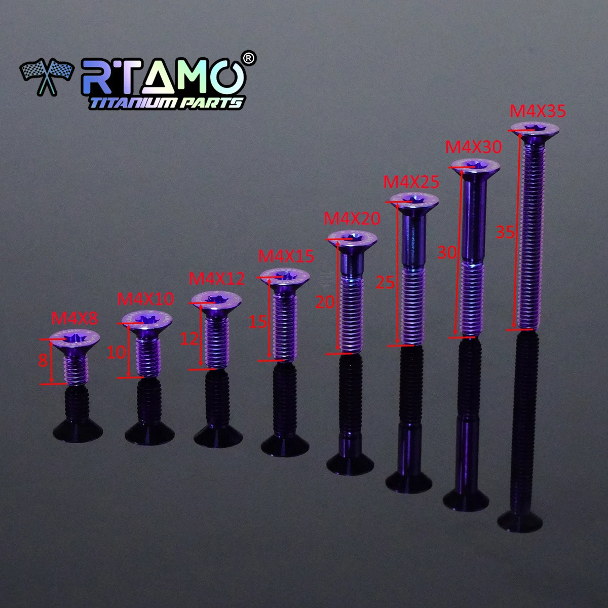 RTAMO Gr5 Titanium Bolt M4X8/10/12/15/20/25/30/35 Countersunk Torx Head Screw for Bicycle Motorcycle Car