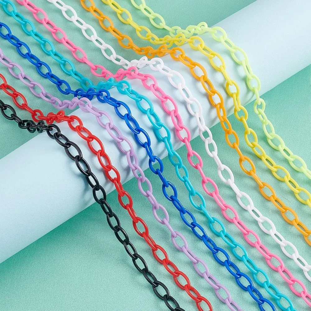 40 Strand Acrylic Cable Chains 10 Colors Oval Shape Curb Chain 18.5