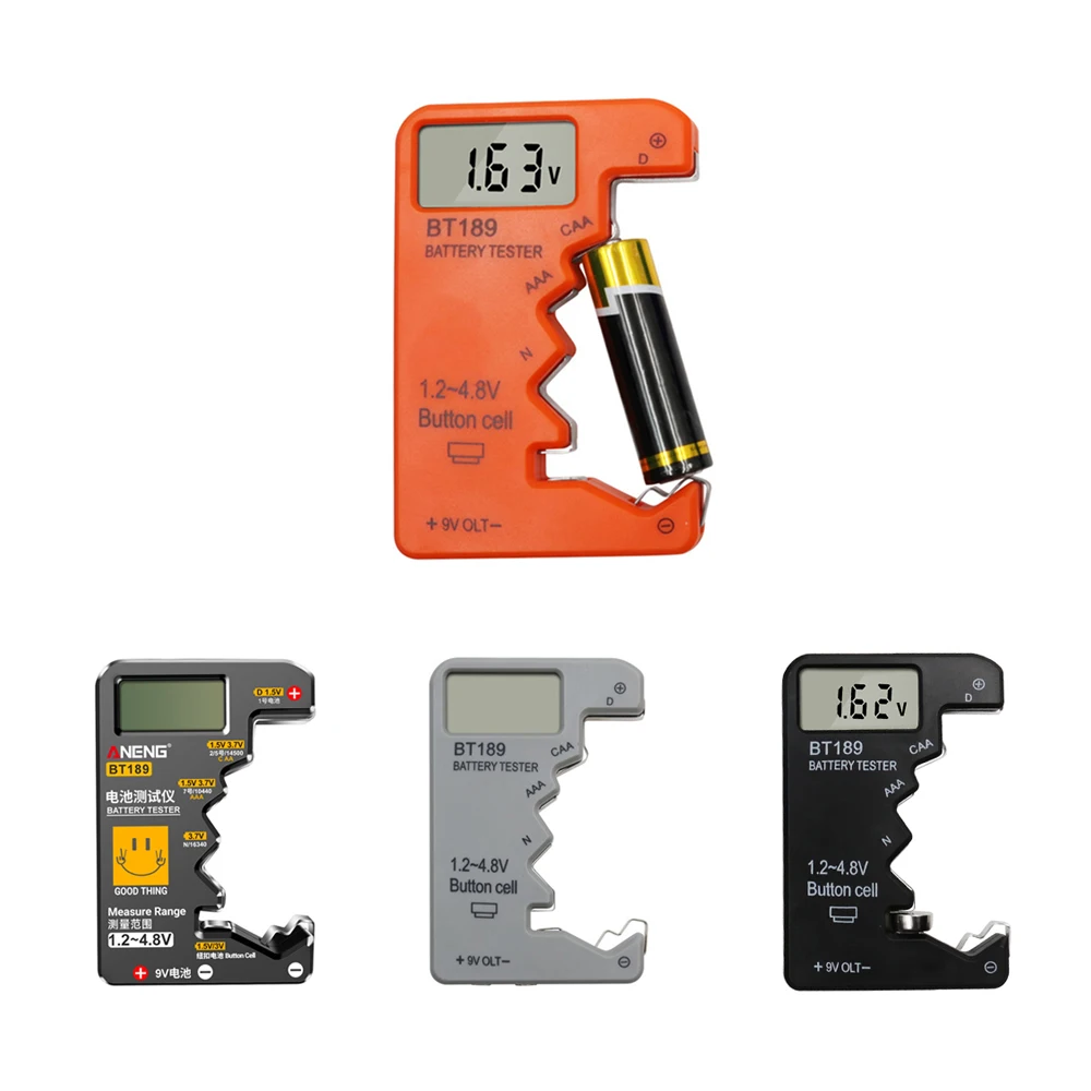 BT189 komórka przycisku Tester baterii uniwersalny domowy wyświetlacz LCD 9V N D C AA AAA Tester baterii czujniki banku mocy narzędzia