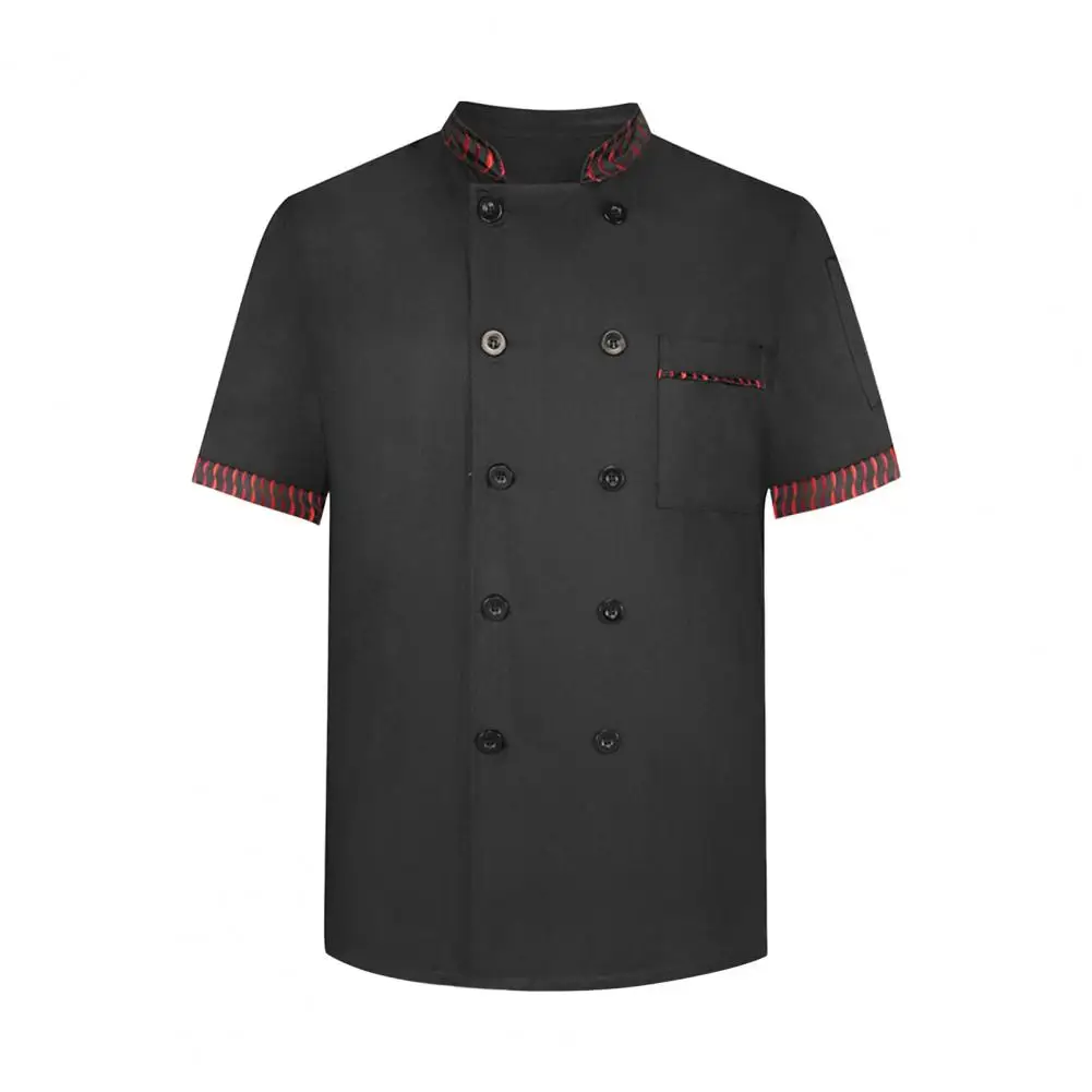 Uniforme de chef respirant résistant aux taches, tenue de chef pour la cuisine, le personnel de restaurant, haut à manches courtes à double boutonnage, cuisiniers