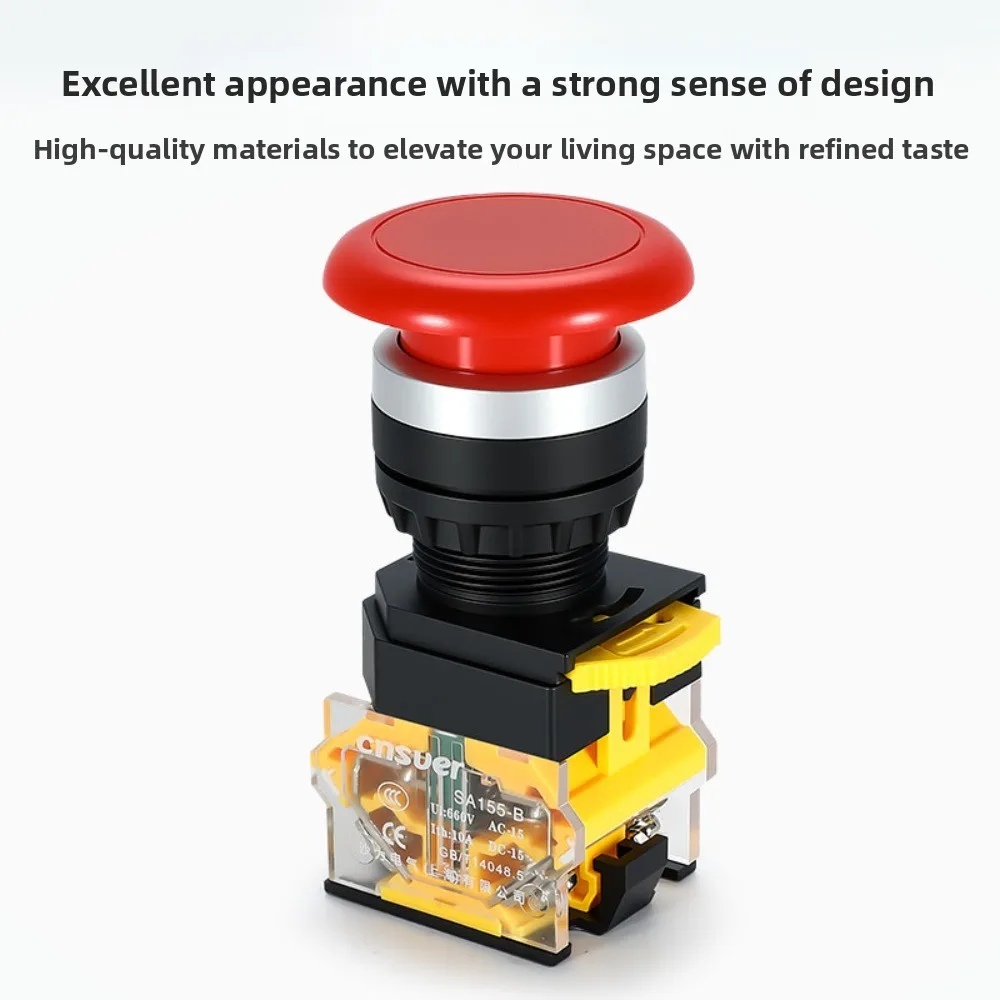 Mushroom head button switch self-locking self resetting point action button switch SA155 (LA38) -11M