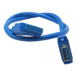 Single Port USB 3.0 Female Screw Mount Panel Type To Motherboard 20Pin Cable 0.5M 50cm