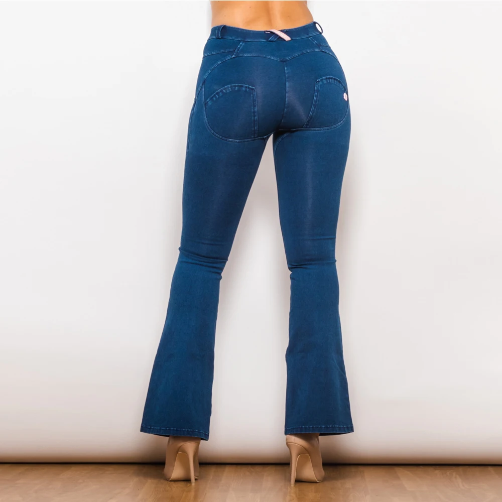 Shascullfites-Jeans alargados femininos, melodia, elástico, emagrecedor, na moda, calças compridas, calças lare, magro, corte de botas, novo